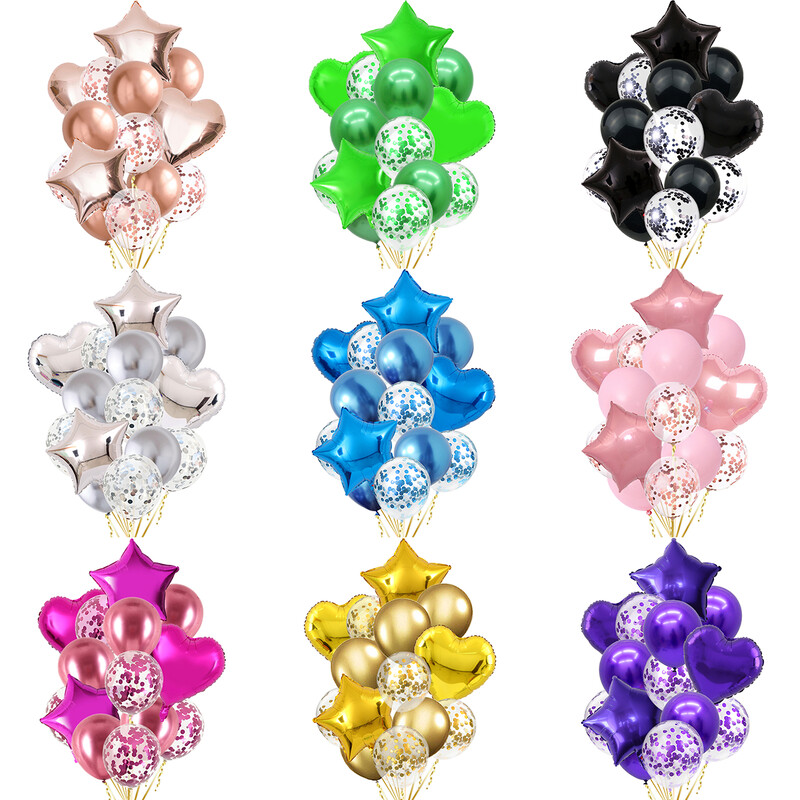 14/10db Arany Sliver Latex Szív Valentin Napi Lufi Fémes Nem Reveal Globos Baby Shower Esküvői Születésnapi Party Dekor