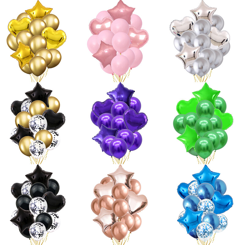 14/10db Arany Sliver Latex Szív Valentin Napi Lufi Fémes Nem Reveal Globos Baby Shower Esküvői Születésnapi Party Dekor