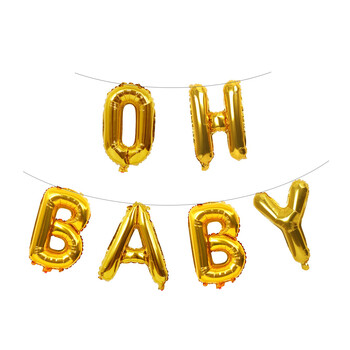 6 τμχ 16 ιντσών Ροζ χρυσό Ασημί Oh Baby Letter Foil Balloons Banner Γάμος Baby Shower Αποκάλυψη φύλου Προμήθειες διακόσμησης για πάρτι