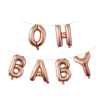 6 τμχ 16 ιντσών Ροζ χρυσό Ασημί Oh Baby Letter Foil Balloons Banner Γάμος Baby Shower Αποκάλυψη φύλου Προμήθειες διακόσμησης για πάρτι