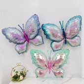 Naujausias drugelio gimtadienio balionas Mėlynas žalias violetinis folijos rutulys kūdikių dušas helio balionas gimtadienio vakarėlio dekoracijos Globos