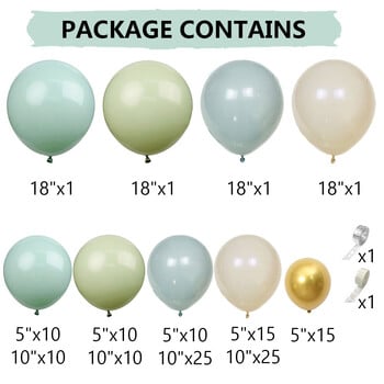 136 τμχ Dusty Green Blue Balloon Garland Arch Kit Sand White Beige Balloons for Boho Baby Bridal Shower Wedding Party