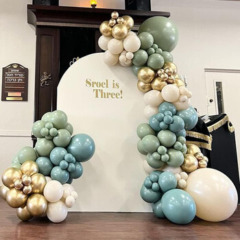 136 τμχ Dusty Green Blue Balloon Garland Arch Kit Sand White Beige Balloons for Boho Baby Bridal Shower Wedding Party