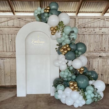 136 τμχ Dusty Green Blue Balloon Garland Arch Kit Sand White Beige Balloons for Boho Baby Bridal Shower Wedding Party