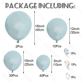 Haze Blue Balloons Garland 5/10/12/18Inch Dusty Ice Blue Balloon Arch Kit for Birthday Baby Shower Decoration Party Wedding Party