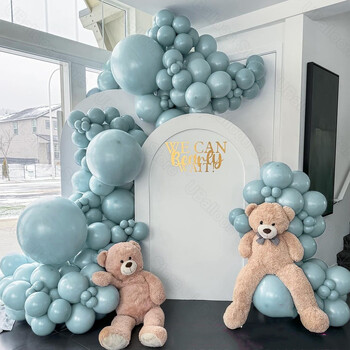 Haze Blue Balloons Garland 5/10/12/18Inch Dusty Ice Blue Balloon Arch Kit for Birthday Baby Shower Decoration Party Wedding Party