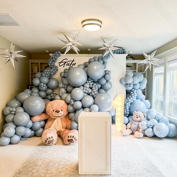 Haze Blue Balloons Garland 5/10/12/18Inch Dusty Ice Blue Balloon Arch Kit for Birthday Baby Shower Decoration Party Wedding Party