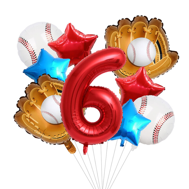 9db baseball témájú lufi készlet 18 hüvelykes baseball lufi babaváró születésnapi partihoz, sport témájú parti dekorációs kellékek