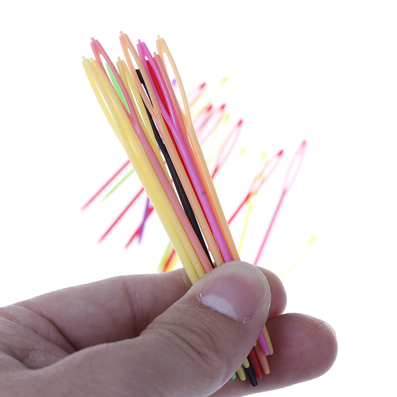 10 bucăți croșetat din plastic cu ac de tricotat sigur pentru copii, țesătură pentru copii, cusut cu punct de cruce, eșarfă de pulover