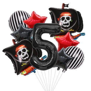 9 τεμ. Cartoon Pirate Balloons Set 32inch Number Balloon Boy Birthday Party Birthday Baby Shower Pirate theme Halloween Balloon