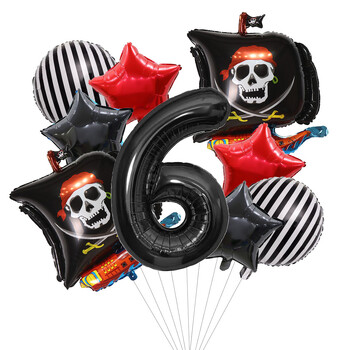 9 τεμ. Cartoon Pirate Balloons Set 32inch Number Balloon Boy Birthday Party Birthday Baby Shower Pirate theme Halloween Balloon