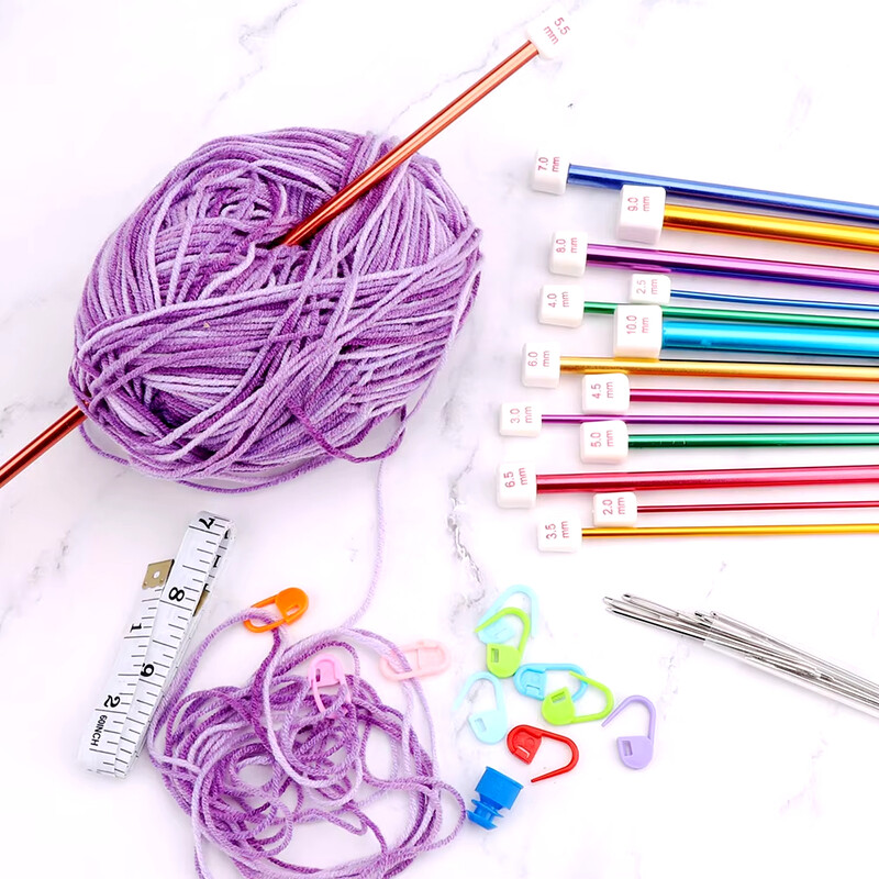 2Pcs/Set 2-8 mm ravne igle za pletenje s jednim vrhom igle za pletenje 13,8 inča duljine za ručno rađeno DIY pletenje