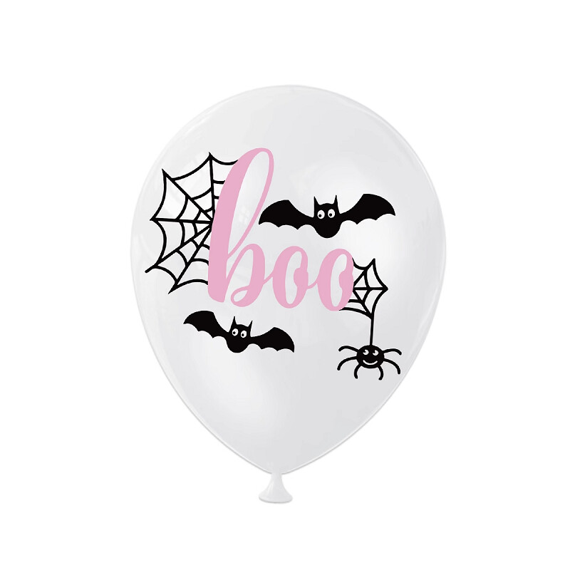 Ružový halloweenský balón na párty, roztomilé halloweenske latexové balóny, ružová tekvica, roztomilý duch, balón Boo, 12 ks