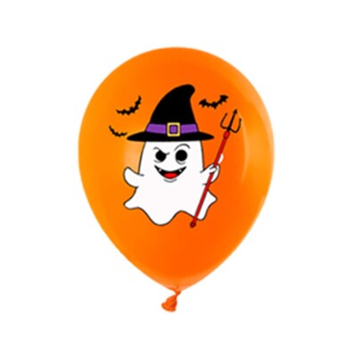 Sada ružových halloweenskych balónov, halloweenska párty dekorácia, balón s motívom sov, ducha, pavúka, lebky a čiernej mačky, 30 cm, 10 ks.