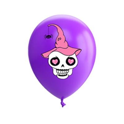 Sada ružových halloweenskych balónov, halloweenska párty dekorácia, balón s motívom sov, ducha, pavúka, lebky a čiernej mačky, 30 cm, 10 ks.