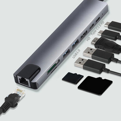 Dokovacia stanica USB C 10-v-1 Hub typu C na HDMI kompatibilný RJ45 3,5 mm AUX USB 3.0 adaptér pre Macbook / stojan na notebook HUAWEI