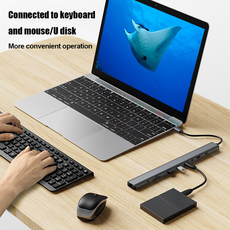Dokovacia stanica USB C 10-v-1 Hub typu C na HDMI kompatibilný RJ45 3,5 mm AUX USB 3.0 adaptér pre Macbook / stojan na notebook HUAWEI
