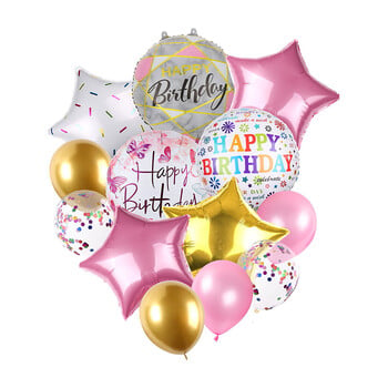 13 τμχ/1σετ Happy Birthday Balloons Pink Foil Balloons Σετ Παιδικά Γενέθλια Baby Shower Διακοσμήσεις για πάρτι γενεθλίων