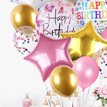 13 τμχ/1σετ Happy Birthday Balloons Pink Foil Balloons Σετ Παιδικά Γενέθλια Baby Shower Διακοσμήσεις για πάρτι γενεθλίων