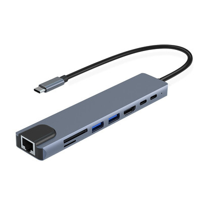 Hub-uri USB C 8-în-1 Stații de andocare Adaptor compatibil HDMI 4K Splitter tip C USB C la HDMI pentru accesorii computer Macbook