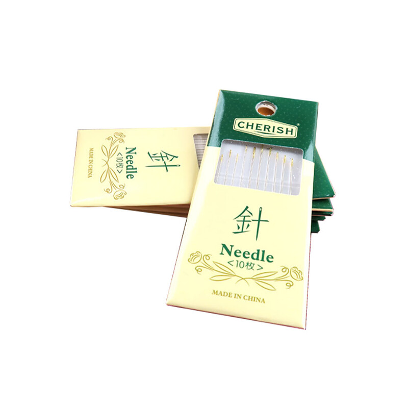 Set de 10 ace de cusut din oțel carbon, placate cu aur, ace de broderie pentru punct de cruce, tapiserie, instrumente de cusut manual