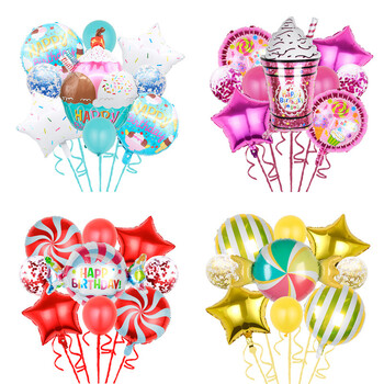 Disney Rainbow Ice Cream Donut Dessert Birthday Party Candy Bar Διακόσμηση Μπαλόνια με φιλμ αλουμινίου