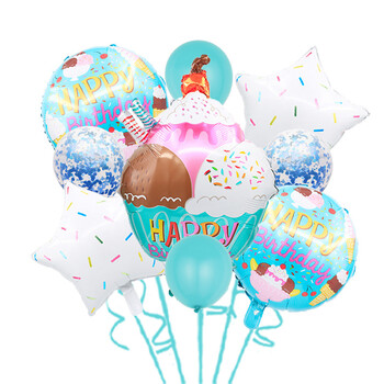 Disney Rainbow Ice Cream Donut Dessert Birthday Party Candy Bar Διακόσμηση Μπαλόνια με φιλμ αλουμινίου