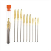 9 db nagy szemű, tompa varrótű keresztszemes kötőtű, kézzel készített bőr hímző cérna tűvarró kellékek