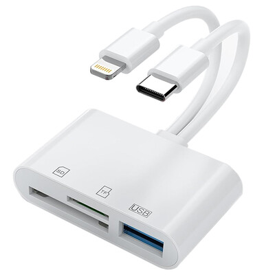 4 viename USB OTG kortelių skaitytuvas Suderinamas su SD/TF kortelių fotoaparato atmintis iPhone Samsung huawei xiaomi greito įkrovimo C tipo prievadas