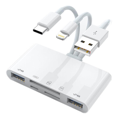 4 viename USB OTG kortelių skaitytuvas Suderinamas su SD/TF kortelių fotoaparato atmintis iPhone Samsung huawei xiaomi greito įkrovimo C tipo prievadas