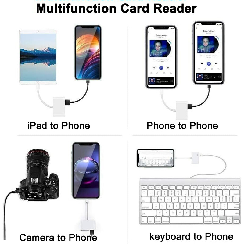 4 viename USB OTG kortelių skaitytuvas Suderinamas su SD/TF kortelių fotoaparato atmintis iPhone Samsung huawei xiaomi greito įkrovimo C tipo prievadas