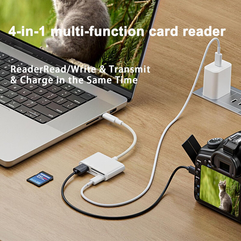 4 viename USB OTG kortelių skaitytuvas Suderinamas su SD/TF kortelių fotoaparato atmintis iPhone Samsung huawei xiaomi greito įkrovimo C tipo prievadas