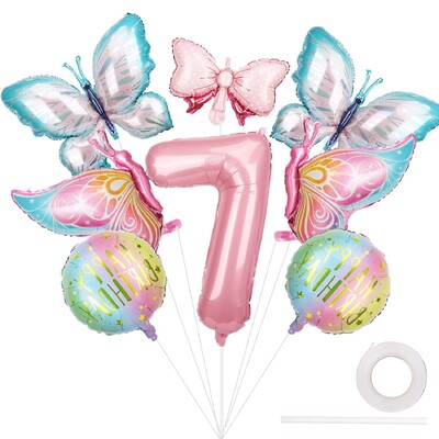 8db Óriás nagy pillangó boldog születésnapot dekoráció masni fólia lufi készlet pillangó témájú parti dekoráció gyereklányok születésnapjára