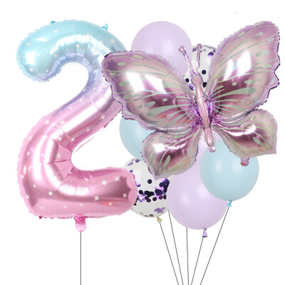 9gab purpursarkani tauriņu baloni 38 collu zvaigžņotās debess balons ar numuru balons bērniem zēniem meitenēm dzimšanas dienas ballīšu dekorācijas bērnu šova ballīšu dekors