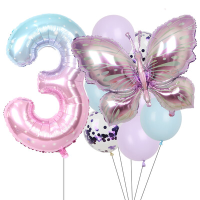 9gab purpursarkani tauriņu baloni 38 collu zvaigžņotās debess balons ar numuru balons bērniem zēniem meitenēm dzimšanas dienas ballīšu dekorācijas bērnu šova ballīšu dekors