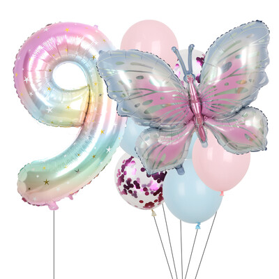 9gab purpursarkani tauriņu baloni 38 collu zvaigžņotās debess balons ar numuru balons bērniem zēniem meitenēm dzimšanas dienas ballīšu dekorācijas bērnu šova ballīšu dekors