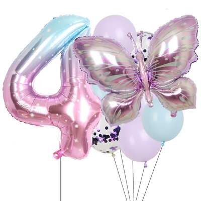 9gab purpursarkani tauriņu baloni 38 collu zvaigžņotās debess balons ar numuru balons bērniem zēniem meitenēm dzimšanas dienas ballīšu dekorācijas bērnu šova ballīšu dekors