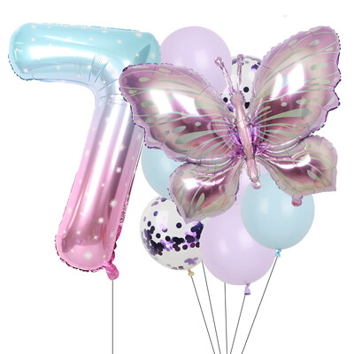 9gab purpursarkani tauriņu baloni 38 collu zvaigžņotās debess balons ar numuru balons bērniem zēniem meitenēm dzimšanas dienas ballīšu dekorācijas bērnu šova ballīšu dekors