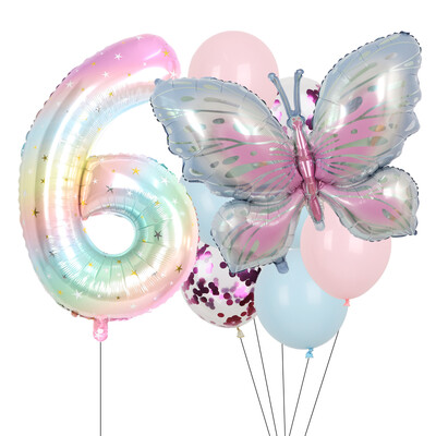 9gab purpursarkani tauriņu baloni 38 collu zvaigžņotās debess balons ar numuru balons bērniem zēniem meitenēm dzimšanas dienas ballīšu dekorācijas bērnu šova ballīšu dekors