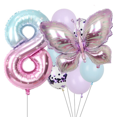 9gab purpursarkani tauriņu baloni 38 collu zvaigžņotās debess balons ar numuru balons bērniem zēniem meitenēm dzimšanas dienas ballīšu dekorācijas bērnu šova ballīšu dekors