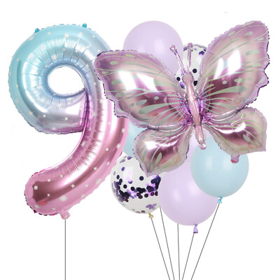 9gab purpursarkani tauriņu baloni 38 collu zvaigžņotās debess balons ar numuru balons bērniem zēniem meitenēm dzimšanas dienas ballīšu dekorācijas bērnu šova ballīšu dekors