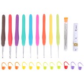 Nėrimo kabliukų rinkinys, 9 vnt aliuminio mezgimo adatų rinkinys, minkšta rankena su matavimo juostos dygsnio žymekliais ir siuvimo adatomis