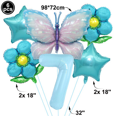 Pillangó léggömb szett 32/40 hüvelykes szám léggömb hercegnő kerti dekoráció lány tündér születésnapi parti léggömb
