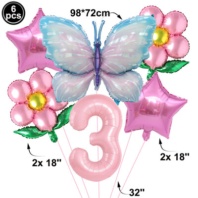 Pillangó léggömb szett 32/40 hüvelykes szám léggömb hercegnő kerti dekoráció lány tündér születésnapi parti léggömb