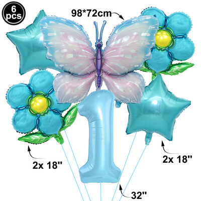 Pillangó léggömb szett 32/40 hüvelykes szám léggömb hercegnő kerti dekoráció lány tündér születésnapi parti léggömb