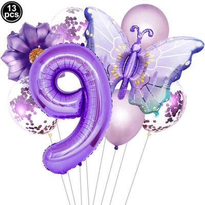 Pillangó léggömb szett 32/40 hüvelykes szám léggömb hercegnő kerti dekoráció lány tündér születésnapi parti léggömb
