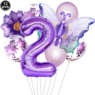 Pillangó léggömb szett 32/40 hüvelykes szám léggömb hercegnő kerti dekoráció lány tündér születésnapi parti léggömb