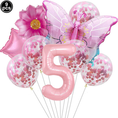 Pillangó léggömb szett 32/40 hüvelykes szám léggömb hercegnő kerti dekoráció lány tündér születésnapi parti léggömb