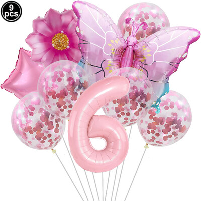 Pillangó léggömb szett 32/40 hüvelykes szám léggömb hercegnő kerti dekoráció lány tündér születésnapi parti léggömb