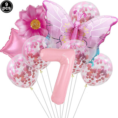 Pillangó léggömb szett 32/40 hüvelykes szám léggömb hercegnő kerti dekoráció lány tündér születésnapi parti léggömb